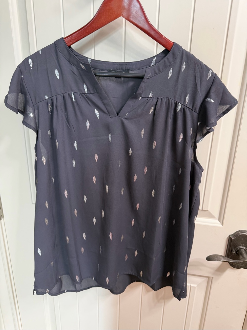 Papermoon Flutter Sleeve Blouse with Silver Leaf Accents